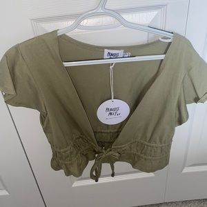 Princess Polly Jamison Reid Crop Top in Khaki